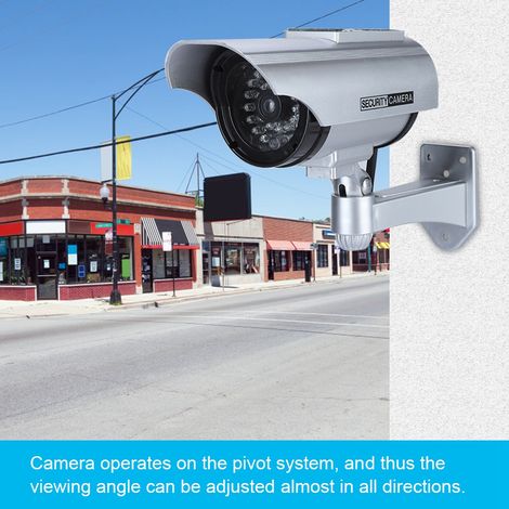 Fausse caméra de surveillance extérieure solaire avec enregistrement LED (argent) (1/5)
