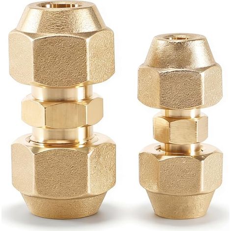 Lot de 2 raccords de tuyau de climatisation - 1/4" et 3/8" - Double mamelon pour tuyaux en cuivre - Adaptateur de raccord de tuyau en cuivre pour climatiseurs sanitaires (1/5)