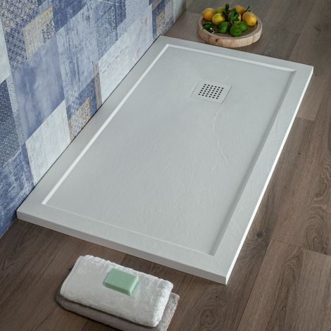 Piatto Doccia 70x100 cm Bianco Marmoresina Effetto Pietra bordo rialzato Edge (1/5)