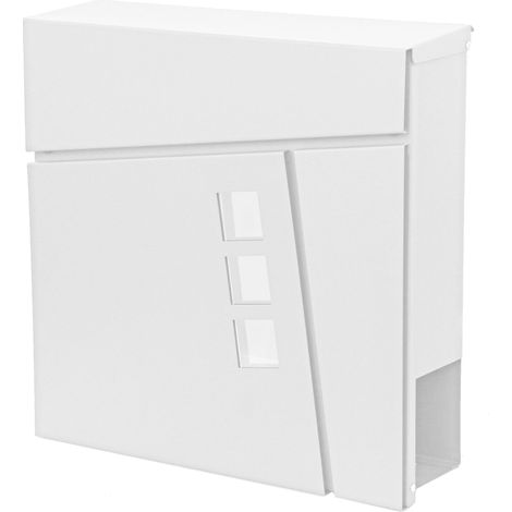 Briefkasten HHG-201, Wandbriefkasten Postkasten Zeitungsfach, pulverbeschichtet weiß