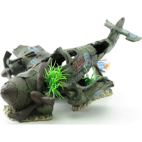 Avion AZUR, 35 x 25 x 18 cm, décoration aquarium. - animallparadise (1/5)