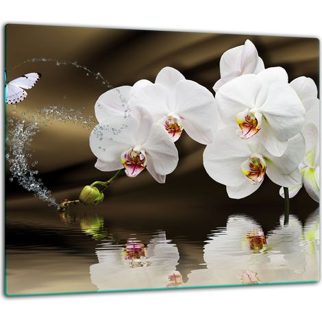 PLAQUE DE PROTECTION EN VERRE POUR CUISINIÈRE 60x52 FLEURS (1/5)