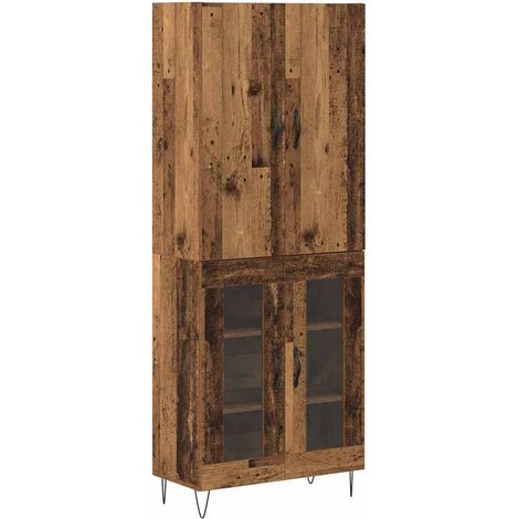 2 pcs Armoires Hauts de rangement - Armoires De Chambre Bois ancien Bois d'ingénierie et verre fr6783 - Maison La Vie (1/5)