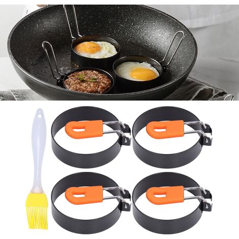 Ensemble de moules à œufs ronds épais à revêtement antiadhésif, comprenant un cercle à œufs, un moule à œufs et un moule à hamburger. (1/5)