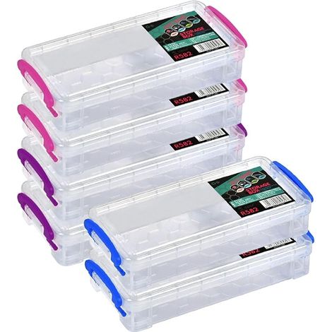 Boites Rangement Plastique, Caisse Rangement Transparent, Boite de Rangement Clips de Fermeture, Empilable,Convient Bureau,ranger les stylos, les clés, les vis, les composants
