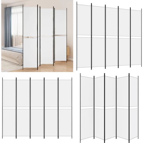 5-tlg. Paravent Weiß 250x220 cm Stoff - Raumteiler - Stoffparavent (1/5)