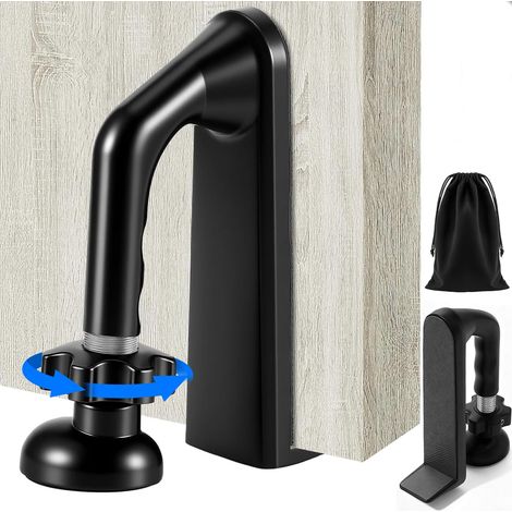 Bloque-porte portable sans perçage, butée de porte réglable avec base en caoutchouc antidérapante, bloque-porte mobile pour portes qui s'ouvrent vers l'intérieur, serrure de porte de voyage pour hôtel (1/5)