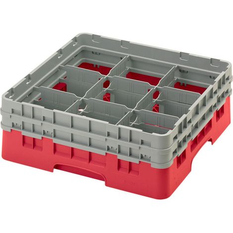 Casiers de lavage - 9 compartiments verres - Haut max 13.3 cm - 50 x 50 x 18.4 cm - Lot de 4 - Cambro