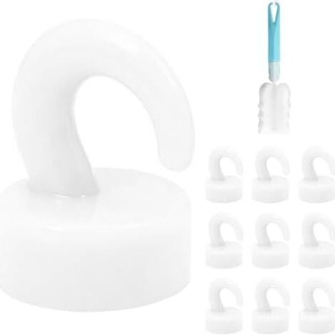 10 Pièces Crochets Magnétiques en Néodyme 3 kg, 18mm Crochet Aimanté Puissant, Aimant avec Puissants Détachables, Plastique ABS Porte Manteau Magnetique pour Réfrigérateurs, Cuisine, Plafond - (1/5)