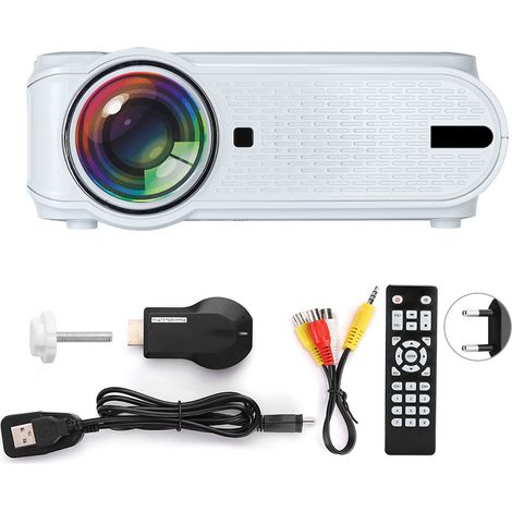 UHAPPY Mini U90 Kabelloser LED-Projektor – Bildschirmfreigabe, 720p/1080p, für Zuhause (100–240 V, EU-Stecker), Weiß (1/5)