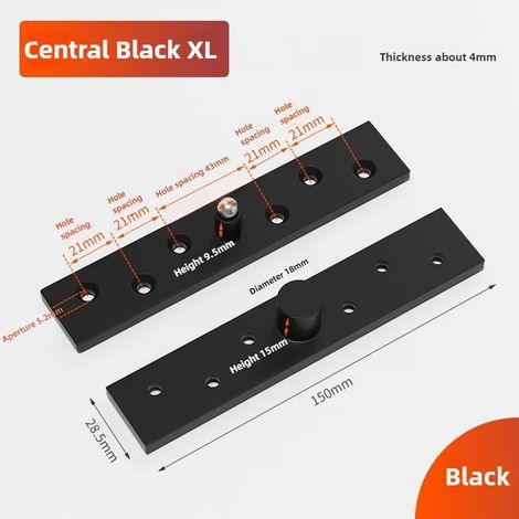 (Central Black XL) 1 charnière pivotante à 360° en acier inoxydable avec axe central et décalé, pour porte en bois. (1/5)