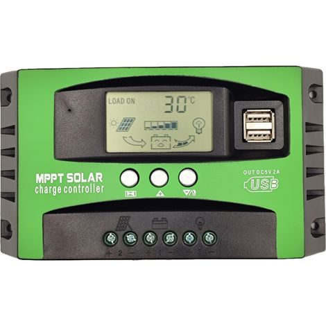 MPPT 100A Controleur de Charge Solaire 12V 24V Auto, Regulateur Panneau Solaire 100A avec Sonde Température et écran LCD pour Toutes 12V 24V au Plomb et au Lithium Batteries (1/5)