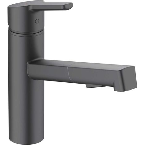 Kludi M3 - Spültischarmatur mit ausziehbarer Brause, schwarz matt 585813975 (1/2)