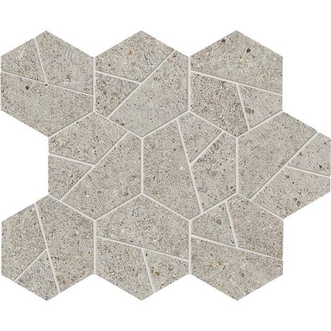 Mosaïque effet Pierre Calcaire Gris Galet Hexa 28,5x25x0,9 cm Mat Domella - Sol et mur intérieur (vendu par carton de 0,428 m²) - RO'MA CARRELAGE