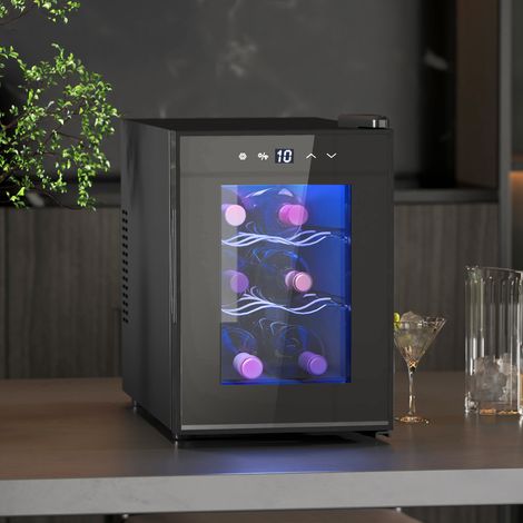 Cave à vin 6 bouteilles 17L haute performance température réglable 8-18° avec lumière LED panneau contrôle tactile noir (1/5)
