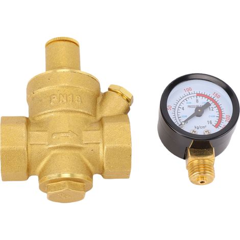 Régulateur de pression d'eau DN20, filetage de 3/4 pouces, réducteur en laiton léger avec filtre et jauge pour maison et usine (1/5)