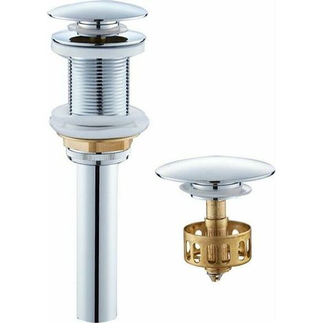 Sink drain, pop-up drain system, drain without overflow, universal drain for sinks, chrome-plated brass drain for kitchen sinks, 1 1/4" thread (1/5)