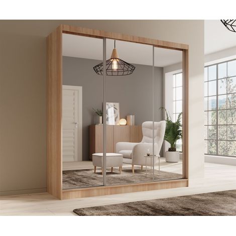 Schiebetürenschrank Schrank Nr.455 in Sonoma matt- Spiegel 200x215x61 cm (1/4)