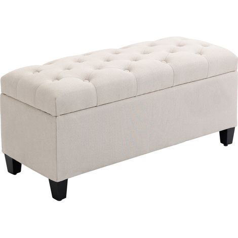 Banc Coffre de Rangement Rembourré avec Assise Relevable Banquette Bout de Lit Tissu Aspect Velours 100 x 40 x 44 cm (1/5)