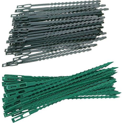 Attaches de câble vertes autobloquantes, lot de 100, réutilisables, pour la fixation des plantes, pour les jardiniers, 13,5 x 0,5 cm, longueur ajustable (1/4)
