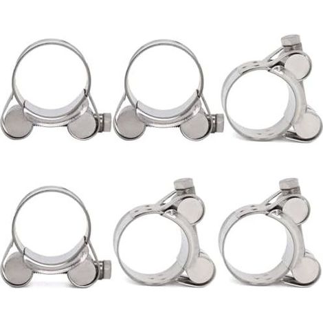 Collier de serrage, Lot 6 Plage Serrage 23-25mm, T-Bolt Inox, Colliers à Boulon en T pour Conduite d'eau, gaz, Tube d'automobiles - 23-25mm 6pcs (1/5)