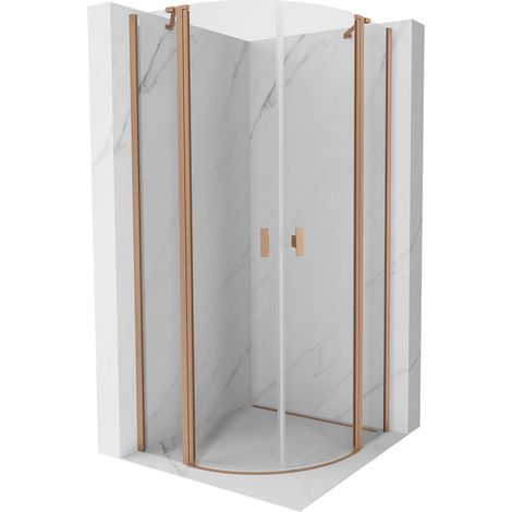 Mexen Mist Duschkabine halbrund schwenkbar 90 x 90 cm, transparent, gebürstetes Kupfer - 8A32-090-090-65-00