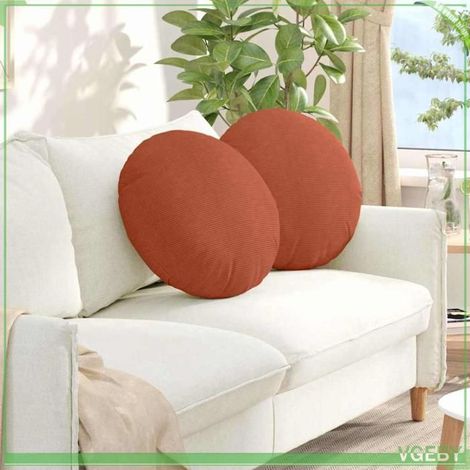 Coussins de siège - FAFEISY - 42014193 - Lot de 2 - Rond 50 cm - Velours côtelé orange (1/5)