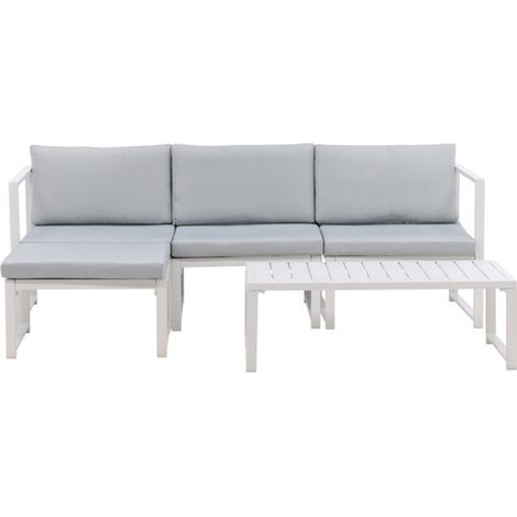 Salon de Jardin Modulable "Salvador" 200cm Blanc & Gris (1/5)
