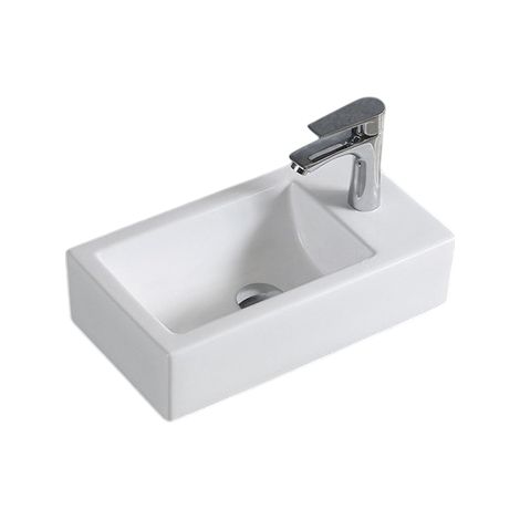 BERNSTEIN - Lave-mains en céramique sanitaire KW302 - 45,5x25x12cm - blanc brillant Sans bonde, Rangement droite (1/4)