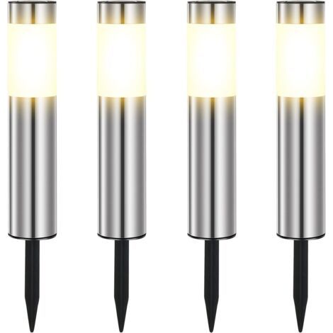 DEESSE SHOP-Lampe Solaire Exterieur, En Acier Inoxydable Solaire Exterieur Jardin LED éTanches IP65 Pour Le Patio, La Pelouse, Les Chemins Et Les Sentiers De La Cour De Jardin Blanc Chaud (4 Pièces) (1/3)