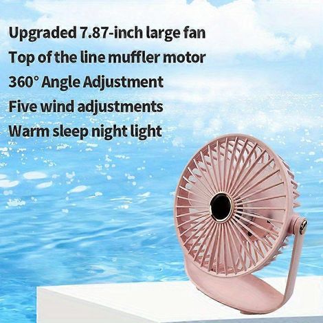 Ventilateur de bureau USB portable de 20 cm (7,87 pouces), mini ventilateur électrique silencieux avec une autonomie ultra-longue, flux d'air important pour une utilisation au bureau, en dortoir, dans (1/5)