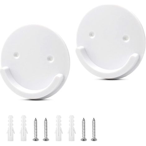 2 pièces Supports de Tringle de Rideau de Douche Supports Muraux Universels pour Tringle Rideau de Douche (Rond, Blanc) (1/5)