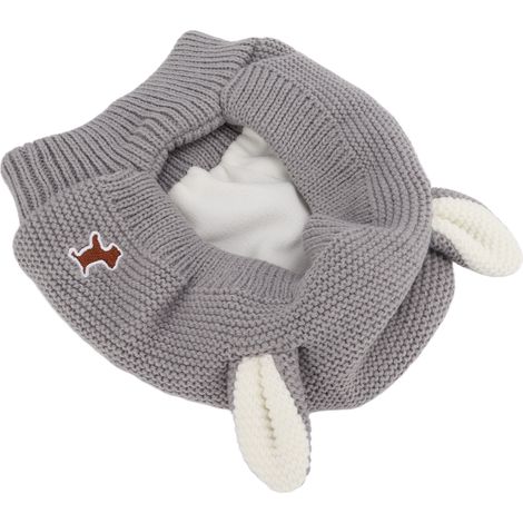 Bonnet pour chien à oreilles de lapin tricotées, protection antibruit, chaud, cache-oreilles pour le toilettage, pour grands chiens, gris (1/5)
