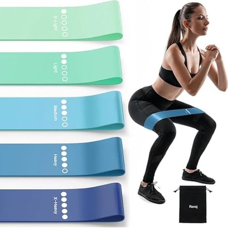 Bandes De Resistance - 5 Niveaux De Tension - Latex Naturel - Pour Renforcement Musculaire Et Etirements - Home Gym Pilates Yoga Reeducation - Lot De 5 (1/3)