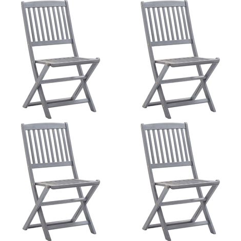 vidaXL Sedie da Giardino Pieghevoli 4 pz in Legno Massello