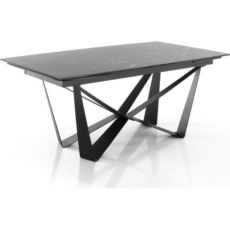 Mesa extensible con tapa de cerámica acabado Mármol Negro (1/3)