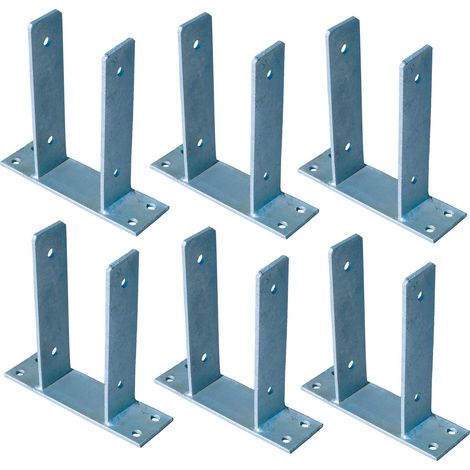 6x U Pfostenträger für Zaunpfosten 9x9 cm zum Aufschrauben verzinkt Pfostenanker (1/2)