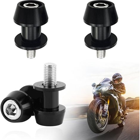 Lntyq Motorrad-Schwingenspule, Schwingenständer, CNC-Aluminium M10 Schwingenschraube für Motorräder, Schwingenspulen, 2 Stück, 10 mm, schwarz (1/5)