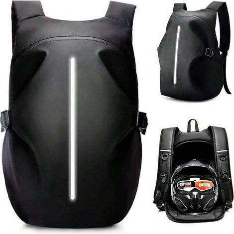 Sac à dos unisexe pour casque de moto, étanche, avec bandes réfléchissantes, grande capacité de 40 L, noir (1/5)
