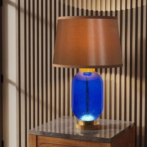 Modern Home Table Lamp Starry Sky Blue Glass Bottle Pedestal Bedroom Living Room, 3 Lighting Colors (1/5)