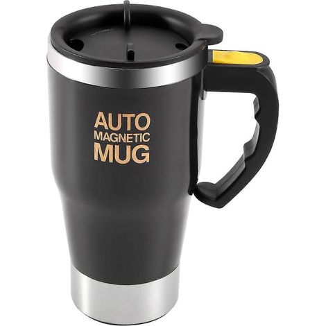 Mug électrique auto-mélangeur pour café/thé, mug de voyage à double paroi en acier inoxydable, noir festif. (1/3)