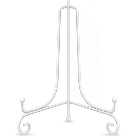 Lot de 2 Blanche Métal chevalets Porte Assiette Présentoirs Décoratifs en pour Photo, Cadres pour Image, Livres de Cuisine, Assiettes décoratives, Tableaux et pièces d’Art,8 Pouces (1/5)
