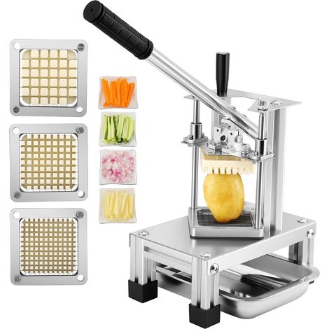 Professional French Fry Cutter, Commercial French Fry Cutter, Vegetable Cutter with 304 Stainless Steel Blades in 1/4", 1/2", and 3/8" Sizes and Food Plate, Carrying Case, 1
