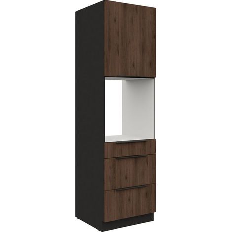 Küchen Hochschrank 60 cm MONZA Okapi Nußbaum Küchenzeile Küchenblock Küche (1/5)