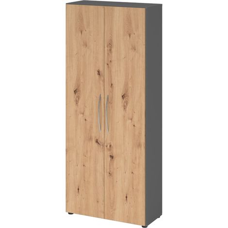 bümö basic Aktenschrank - 5 Ordnerhöhen   Graphit/Asteiche
