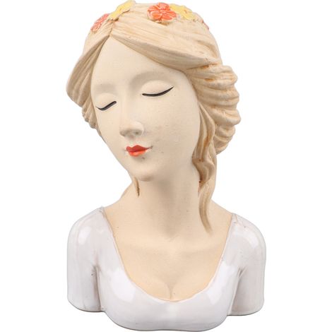Modern Ceramic Face Vases Decorative Modern Style Shy Girl Flower Lady Head Vase for Unisex Plants Lover White