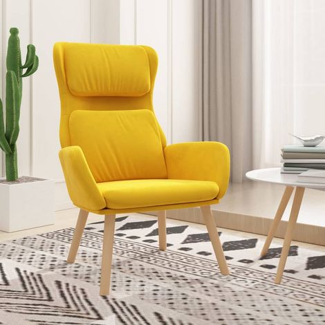 vidaXL Poltrona Relax Giallo Senape in Velluto (1/5)