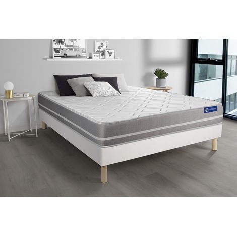 Ensemble matelas Latex + mémoire de forme ACTILATEX TOUCH 160x200 3zones de confort + sommier KIT blanc (1/5)