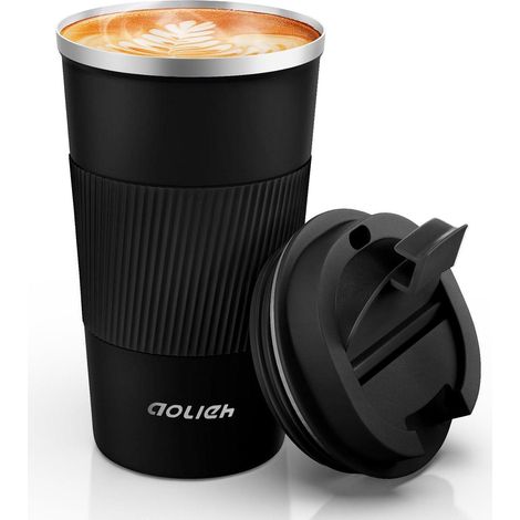 Aolieh Thermobecher Kaffeebecher Isolierbecher 510ML Schwarz (1/5)