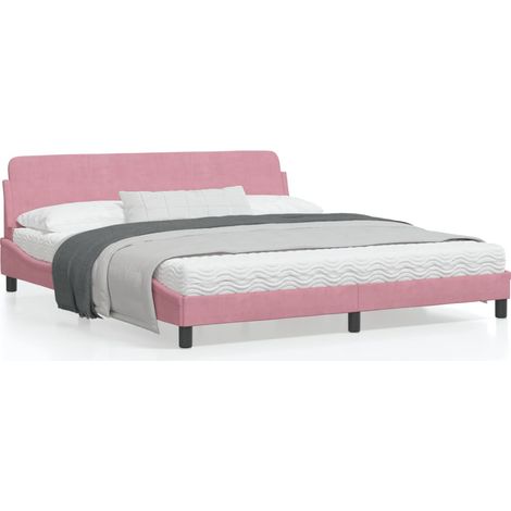 Cadre de lit avec tête de lit Rose 180x200 Velours (1/5)